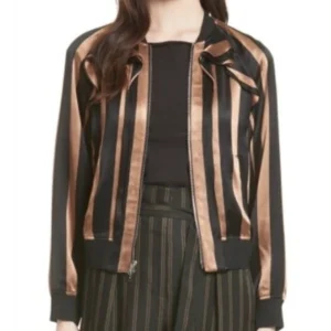 The Young and the Restless Oct 17 Tessa Black Gold Striped Bomber Jacket