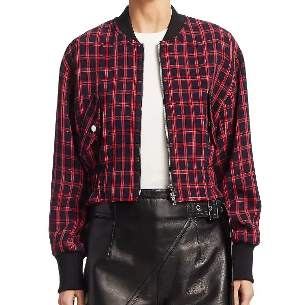 Younger S5 E3 Liza Miller Plaid Bomber Jacket crop