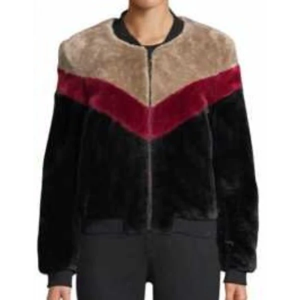 Brooklyn Nine Nine S6 E4 Gina Linetti Striped Fur Jacket crop
