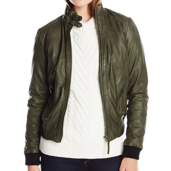 Modern Family S6 Haley Green Leather Bomber Jacket
