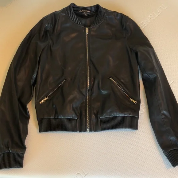 Perforated Leather Bomber Jacket by Trouve