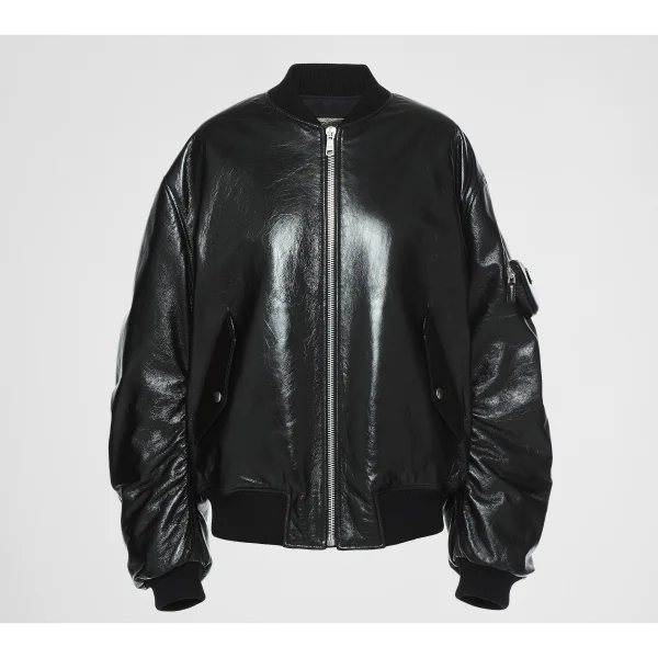 The Kardashians S2 E2 Kim Oversized Black Leather Jacket crop