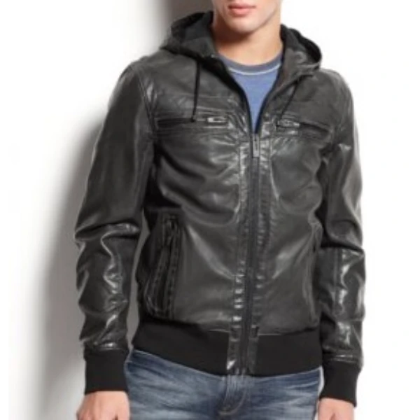 The Originals S1 E11 Klaus Mikaelson Hooded Leather Bomber Jacket crop