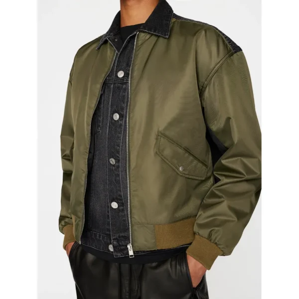 All American Homecoming Damon Sims Satin and Denim Double Layered Jacket
