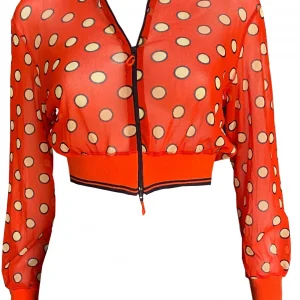 Emily in Paris S3 E3 Emily Cooper Red Dots Cropped Bomber Jacket