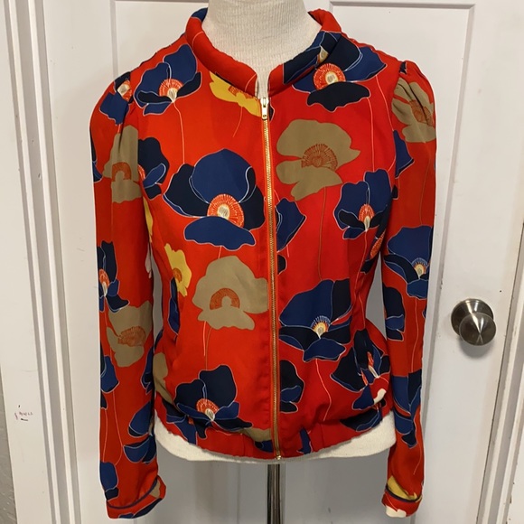 Girls S4 E2 Hannah Red Floral Bomber Jacket