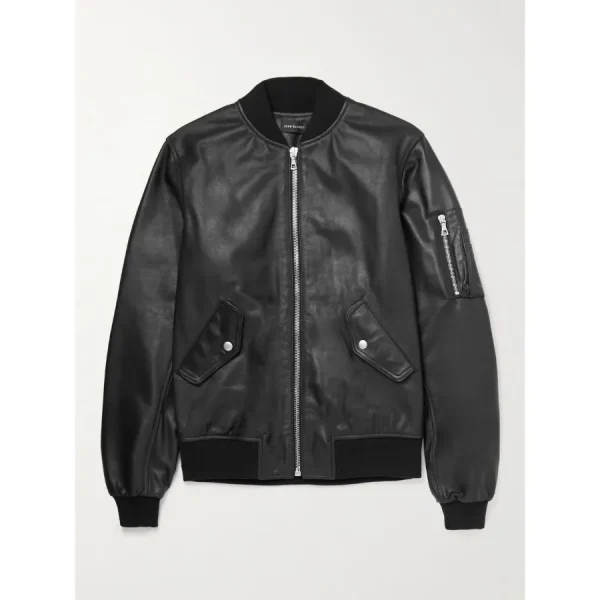 NCIS Los Angeles S14 Sam Hanna Black Leather Bomber Jacket