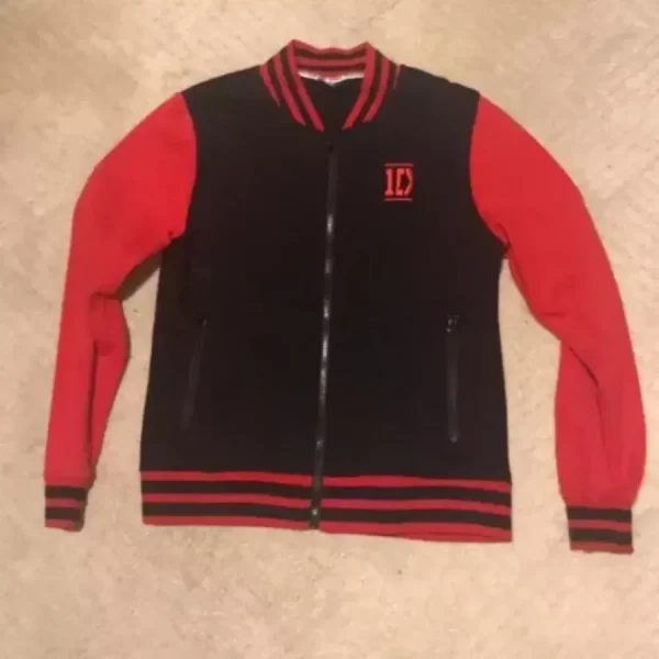 1D One Direction Black and Red Varsity Jacket Replica
