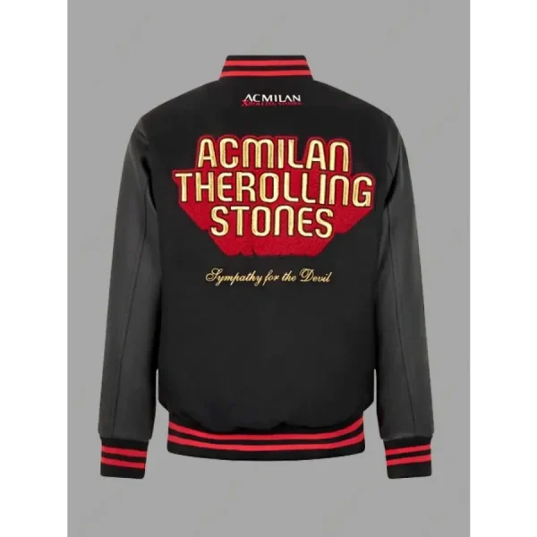 AC Milan X Rolling Stones Black Varsity Jacket