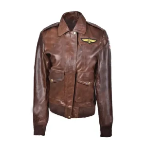 Captain Marvel Brown Leather Jacket