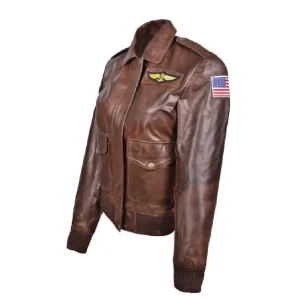 Captain Marvel Brown Leather Jacket