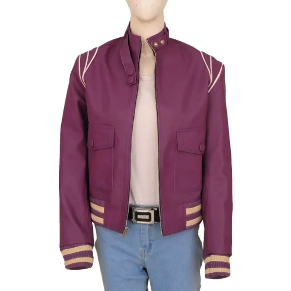 Glow Ruth Wilder Purple Bomber Jacket For Men