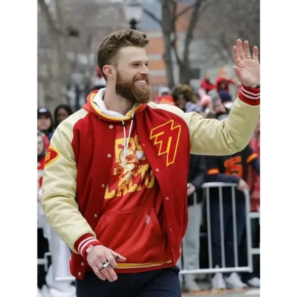 Harrison Butker Super Bowl LVII Parade Red Varsity Jacket