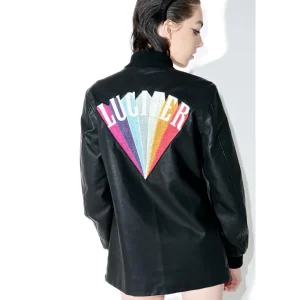 Lucifer Rising Rainbow Black Bomber Jacket
