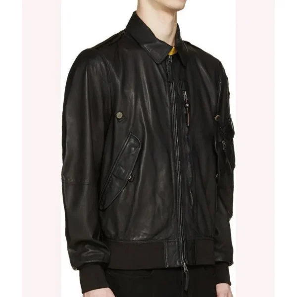 Spinning Out Justin Davis Leather Bomber Jacket