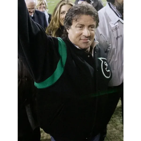 Sylvester Stallone Philadelphia Eagles Black Varsity Jacket