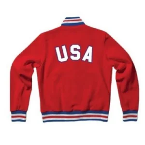 USA Flag Red Letterman Jacket