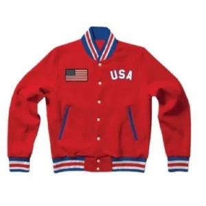 USA Flag Red Letterman Jacket