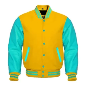 Yellow Sea Green Letterman Varsity Jacket