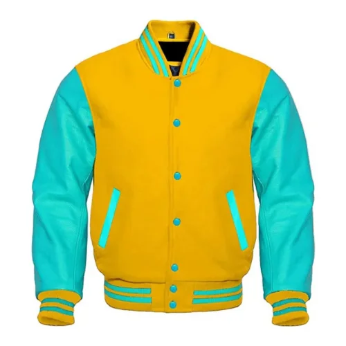 Yellow Sea Green Varsity Jacket