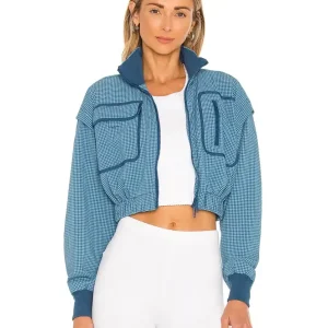 All American S04 Layla Keating Blue Cropped Bomber Jacket