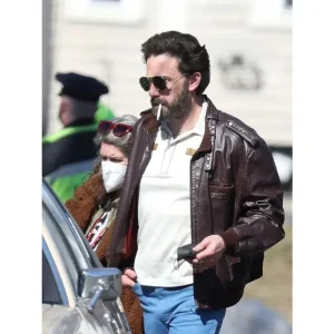 Ben Affleck The Tender Bar Brown Leather Bomber Jacket