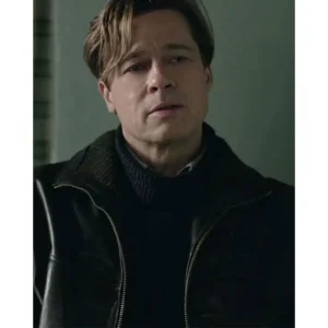 Brad Pitt Allied Black Leather Bomber Jacket