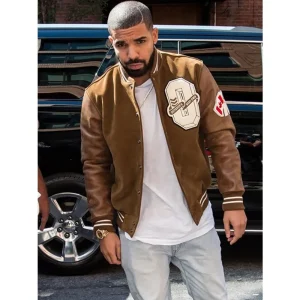 Drake Brown Off White Varsity Jacket Replica