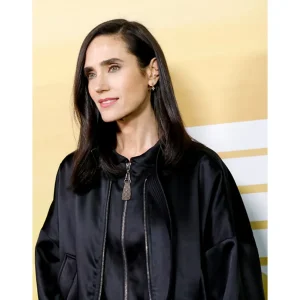 Jennifer Connelly Top Gun Premiere Black Bomber Jacket