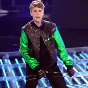 Justin Bieber The X Factor Faux Leather Bomber Jacket